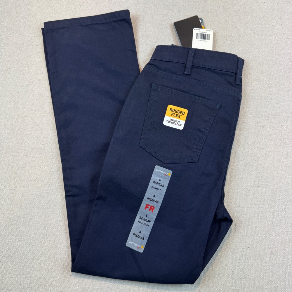 Carhartt 6 Regular FR Pants Women Navy Blue Rugged Flex Relaxed Fit 105015